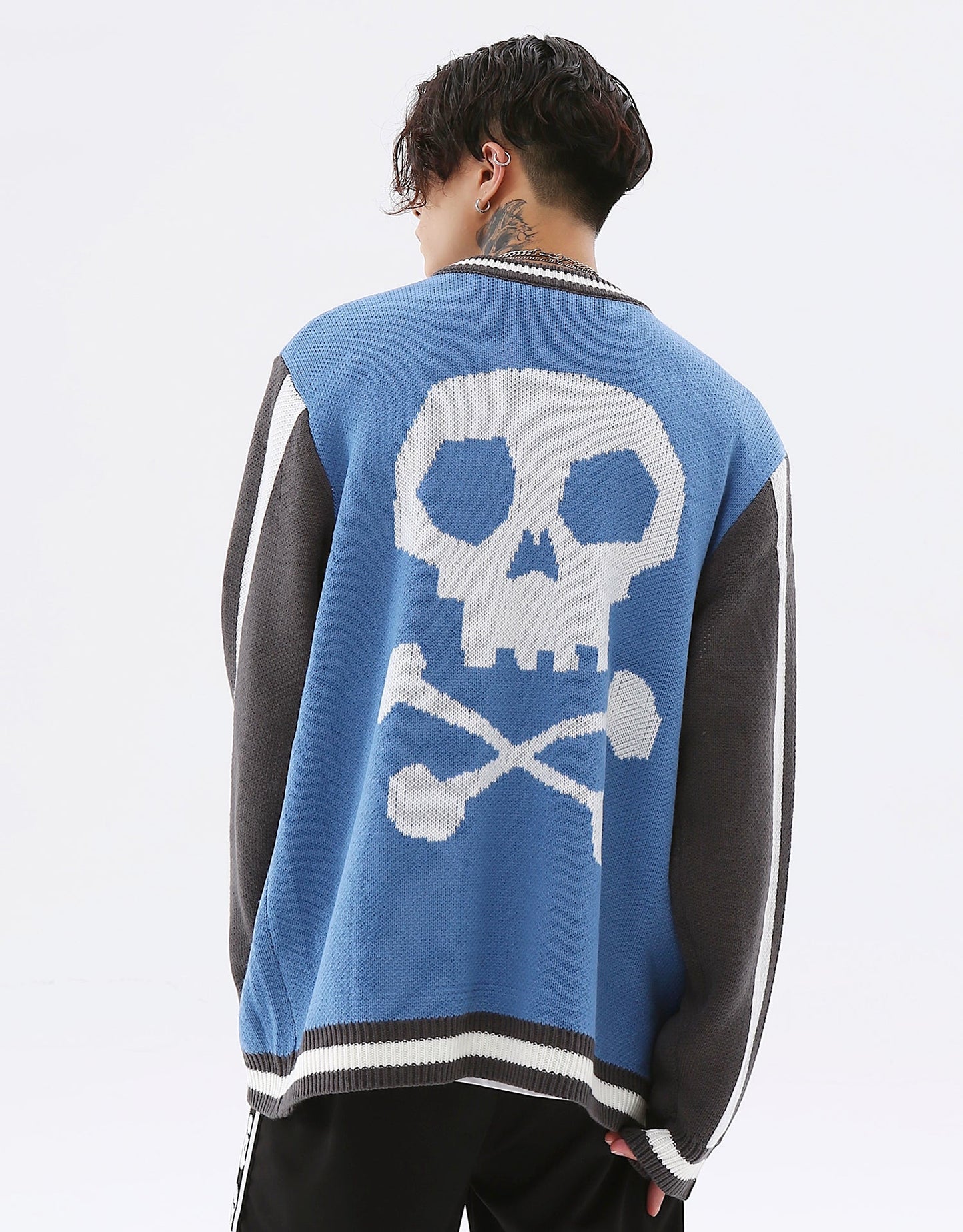 Easy Skull Knit Bomber Jacket