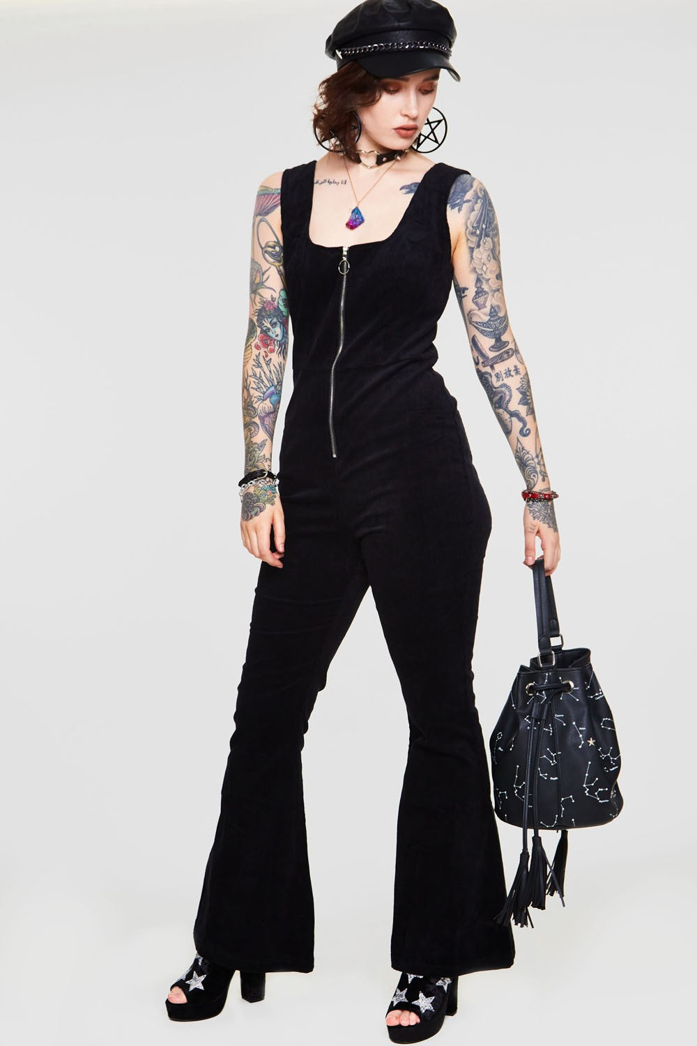 Cord Progression Flare Jumpsuit