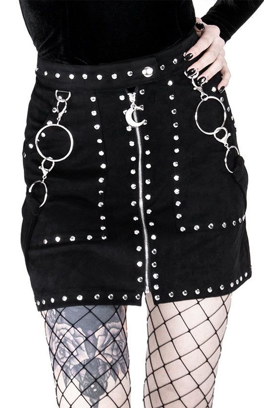 Studded Suede Skirt