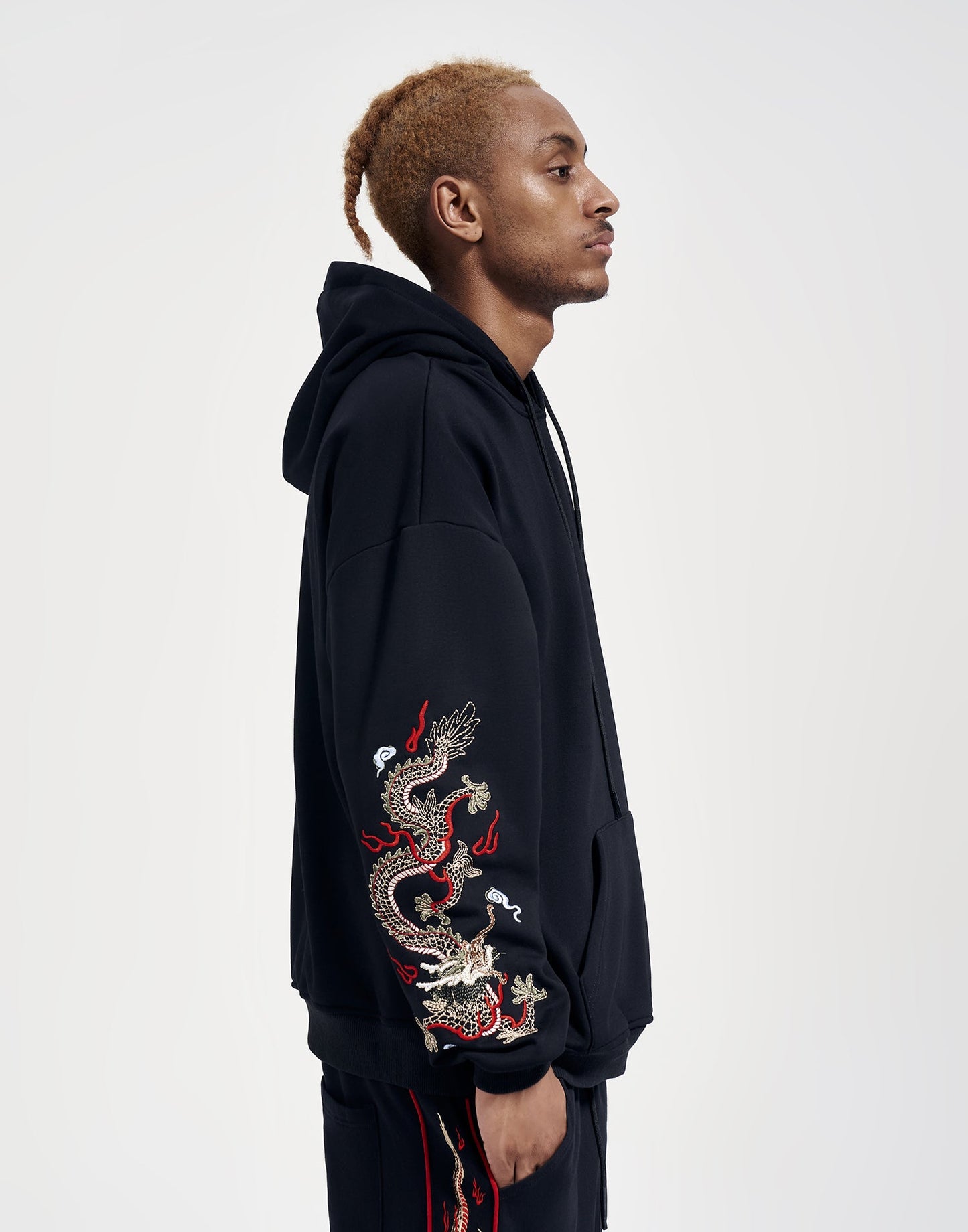 Flying Fire Dragon Embroidery Hoodie