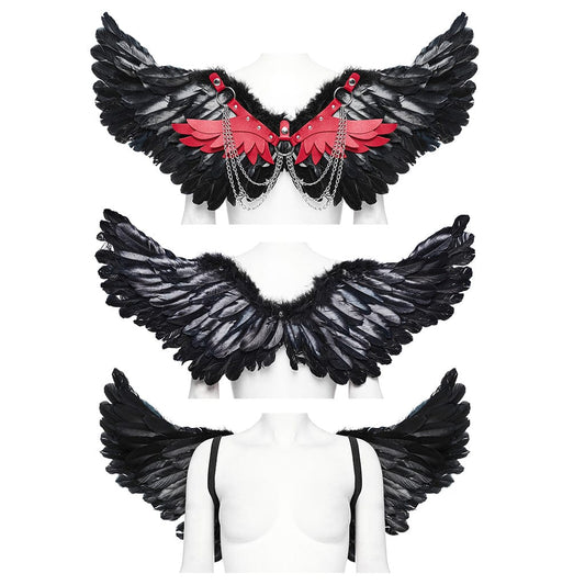 Black and Red Feather Wing Harness