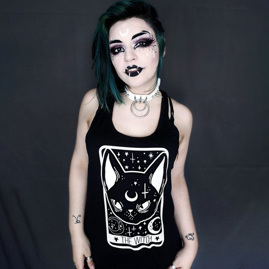 Witch Black Cat Tarot Racerback Tank