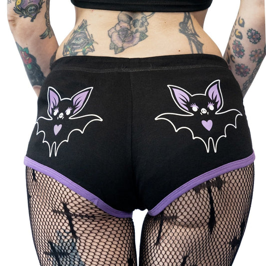 Heart Bat Purple Trim Short Shorts