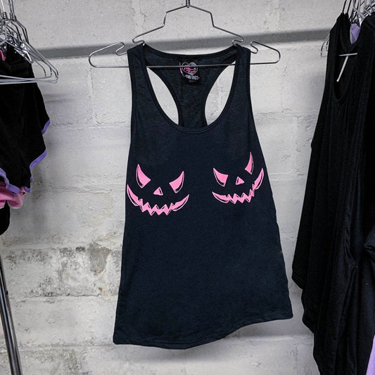 Pink Pumpkin Face Racerback Tank