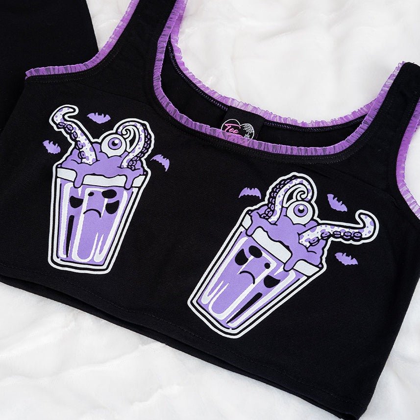 Octopus Shake Purple Lace Crop Cami