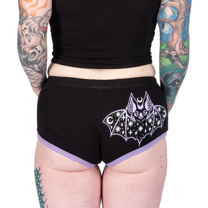 Cosmic Bat Purple Trim Short Shorts