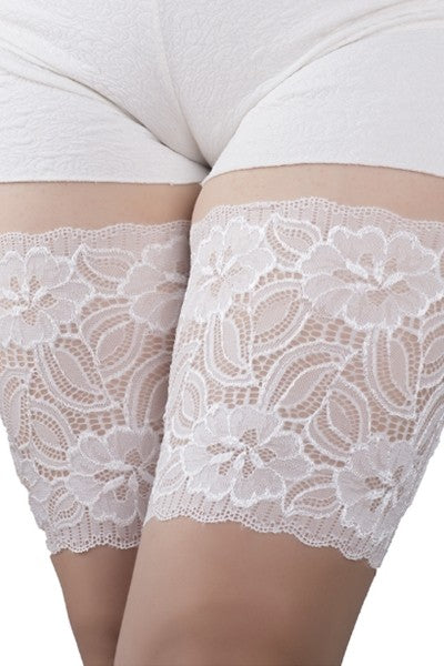White Floral Thigh Bands