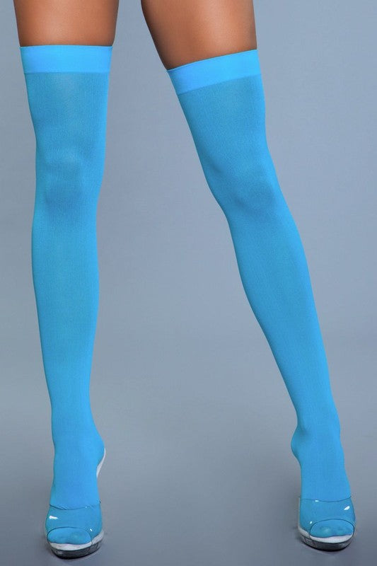 Opaque Teal Thigh Highs