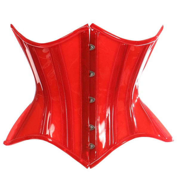 Bright Red Clear Vinyl Underbust Corset