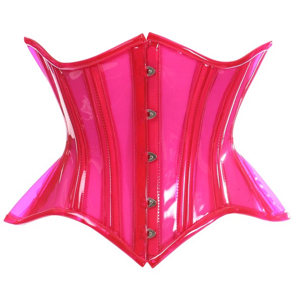 Bright Pink Clear Vinyl Underbust Corset