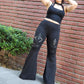 Gothic Faux Leather Detail Bell Bottoms