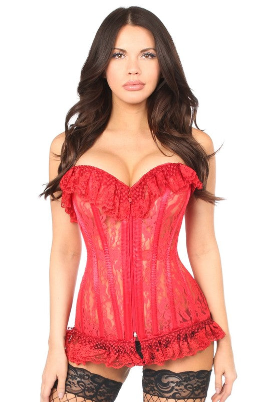 Red Lace Corset (Plus Sizing Available)