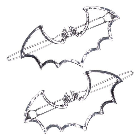 Silver Bat Outline Hair Clips
