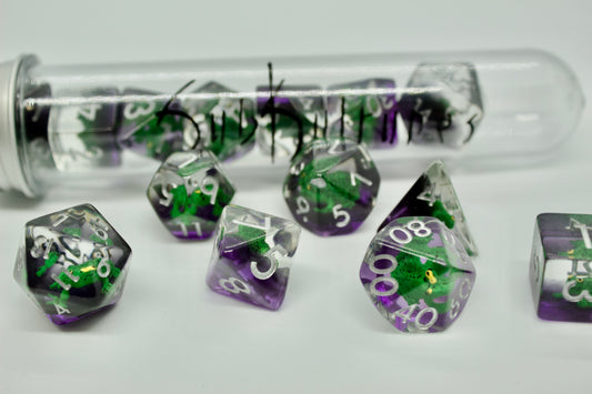 Green Frog Inclusion Dice Set