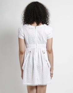Tripp White Embroidered Strap Dress