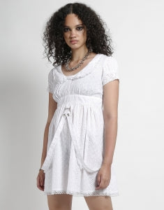 Tripp White Embroidered Strap Dress