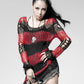 Punk Rave Black and Red Stripe Sweater