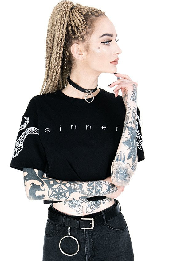 Restyle Sinner Crop Top With Snakes (Plus Available)