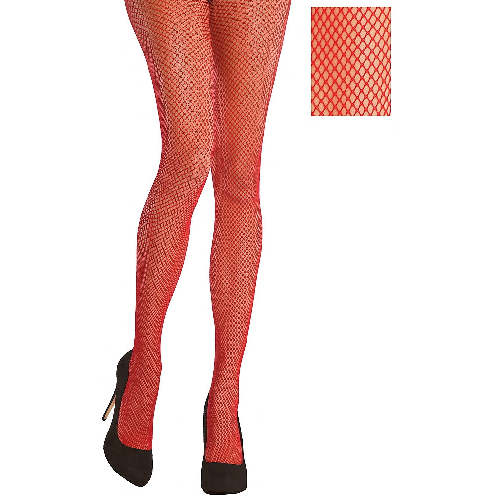 Red Small Gauge Fishnet Tights